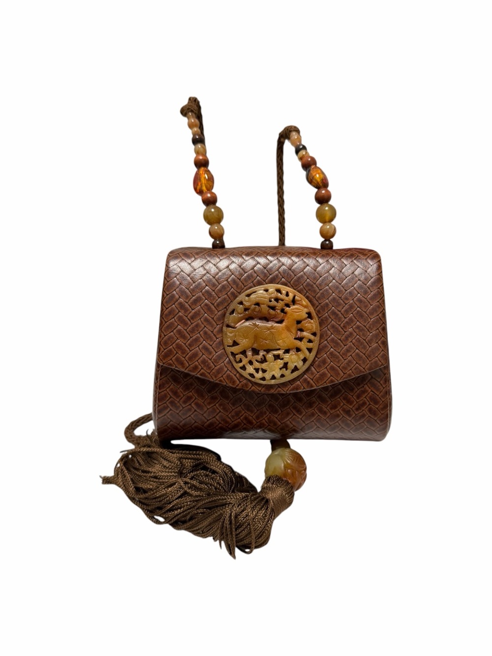 Rafael Sanchez Brown Woven Crossbody Handbag